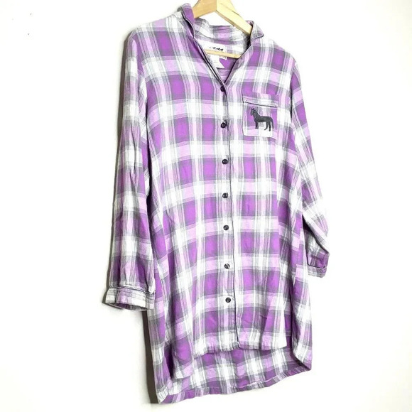 Back in the Saddle Embroidered Horse Purple Plaid Western Button Down Shirt Med - Picture 7 of 11